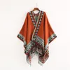 Foulards Style indien mode géométrique gland Pashmina Poncho et Capes manteau femmes écharpes automne hiver chaud châle Cachemire foulards 230823
