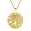 Pendentif Colliers Todorova Laser Gravé UFO Acier inoxydable Alien Collier rond pour femmes hommes bijoux mystiques cadeau unique