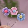 Brooches Daisy Flower Mixed Color Long Needle Bandana Safety Muslim Hijab Scarf Pin Straight Head Brooch For Women