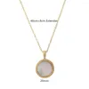 Pendant Necklaces Casual Gold Color Plating Round Disc With Shell Decorated Necklace For Mather's Day Gift Bohemia Sweater Decoration