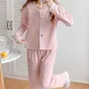 Женская одежда для сна с двумя частями, домашняя одежда для дома для осенней зимней с длинными рукавами костюм для брюки для брюки сладкая пижама набор пижамы