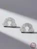 Ohrmanschette 925 Silber Cz Stones asphaltierte Mode fein Schmuck kreative süße Regenbogen -Form Ohrringe Perfekte Geschenk für Daten und Partys 230823