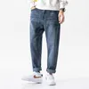 Jeans masculinos homens bolsos denim magro lápis calças primavera verão algodão casual calças diárias streetwear roupas