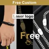 Bangle Hip Hop Rock Jewelry Free Custom Name 18K Gold Plated Miami Cuban Link Chain Stainless Steel Bracelet For Men 230824