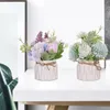 Fiori decorativi mini bonsai di bouquet di ortensia artificiale con piccola pianta di vaso in ceramica in vaso per il regalo di decorazione del giardino domestico