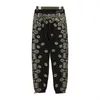 Mäns nya modemärke Leisure Printing Multi-Color European och American Drawstring Letter broderi Tryckt Loose Black Pants -S-XL