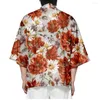 Vêtements ethniques Streetwear Fleur Imprimé Haori Chemises Mode Hommes Femmes Cardigan Tops Plage Yukata Vêtements Japonais Kimono Plus Taille 6XL