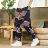 Men's Pants China Style Casual Bloomers Men Summer Thin Cotton Linen Loose Wide Leg Vintage Multi Pattern Harem Pant Jogger Trousers