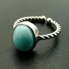 Cluster Rings Simple Women Larimar Bohemian In 925 Sterling Silver Jewelry For Birthday Party Gift