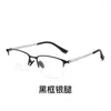 Sunglasses Frames 55mm Alloy Half Rim Glasses Frame Men Prescription Eyeglasses Business Fashion Optical Eyewear 6117