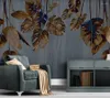 Bakgrundsbilder Abstract Botanical Leaves Vintage 3D Wallpaper vardagsrum TV SOFA Vägg sovrum papper heminredning restaurang bar väggmålning