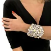 Blangagle Stonefans Purple Crystal esagerata Bracciale per le donne In Fashion Geometric Rhinestone Dress Gioielli a mano