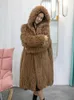 Women's Fur 2023 Imported Real Coat Female Hooded Long Young Clothes High Street Fashion Classic Warmth Slim Jackets