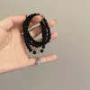 Charm armband män design hänge halsband naturliga onyx svart sten pärlor lång halsband kvinnor bröllop smycken gåvor