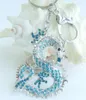 Keychains Unique Chinese Keychain Pendant Lake Blue Rhinestone Crystal K02980C14