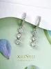 Boucles d'oreilles à tige en argent sterling 925 à la mode et luxueuses avec diamant blanc incrusté de style à haute teneur en carbone
