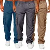Calça de carga masculina calça de verão calça as calças de cintura esticada de várias calças de bolso casual esportes esportes ao ar livre usinglf20230824.
