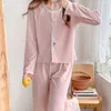 Set da donna in due pezzi da donna abiti da donna per l'autunno inverno a maniche lunghe di cotone vestito di cotone set di pigiami casual dolce