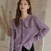 Colegados femininos Korejepo Purple Sweet Sweater First Love Fairy Casat Knit