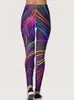 Leggings femininos esportes femininos impressão digital Leggins treino atlético Fitness Tight Long Troushers Running Lápis calças