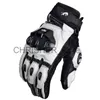 Cykelhandskar Fyra säsongsläder Motorcykel Black White Gloves Leather Men Moto Racing Glove Cykel Cycling Motorcykel Motocross Riding X0824