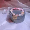 Очарование браслетов милые роскошные розовые хрустальные бусины браслет женщин подарки на день рождения подарки корейские грильс опал долговечность