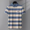 Herrpolos dyxue skjortor casual polo skjorta kort ärm lapel mjuk sommar mode cool randig högkvalitet broderi toppar tees 230823