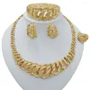 Ketting oorbellen set 18k gouden vergulde dames feest sieraden eenvoudige elegant accessoire ontwerp van vier groothandelsprijs geschenken