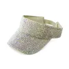 Kvinnor glänsande visorer män sol strandhattar casual sport justerbar sommar mössa bling rhinestone hatt för utomhusfest golf tennis