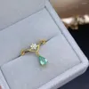 Bröllopsringar S925 Silver Fashion Waterdrop Colorful Treasure Living Ring Women's Welfare Smart Olive Green Crown Engagement