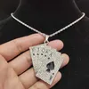 Pendant Necklaces Men Women Hip Hop Playing Card Necklace with Crystal Cuban Chain Hiphop Iced Out Bling Fashion Charm Jewelry 230613