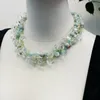 Choker lii Ji Real Stone Green Halsband 53 cm Prehnite Jasper Quartz Women Statement smycken Stock Sale