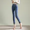 Frauen Jeans verdicken Plüschbleistifthosen Vintage plus samt dünne Frauen hohe Taille Winter Vaqueros Fleece ausgekleidete koreanische Denim -Leggings