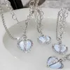 Hänge halsband Coconal Split Heart Necklace Opal Metal Silver Color Pearl Multi-Layered For Women 2023 Trendy Elegant Y2K Jewelry Gift