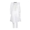 Ethnic Clothing H&D African Clothes For Men Tradition Embroidery Bazin Riche Shirt Pants 3 PCS Set White Wedding Party