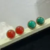 Stud Earrings Summer High-quality Trend Brand Beautiful Jewelry Women's Natural Stone Round Party Birthday Gift Accessories Girl