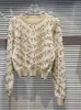 Frauenpullover High Street Est 2023 Designer Mode Frauen Gold Perlen Perlen Helles Seidengestrickpullover Pullover