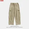 Calças masculinas primavera verão multibolso carga casual cor sólida reta baggy wideleg homens 230825