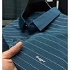 Polos pour hommes Highend Summer Revers Rayé Soie de glace Sans couture Craft Business Polo Casual Brodé T-shirt à manches courtes M4XL 230823