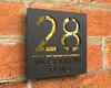 Decorazioni da giardino Segno di porta personalizzati Acrylic Square Rectangle Numero della casa personalizzato Indirizzo Plaque Street Famiglia Nome Gold Sliver Porta 230823