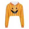 Women's Hoodies Halloween Pumpkin Design Short Comfortable Warm Drawstring Sweatshirt For Ladies Crop Tops Sudaderas