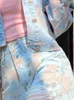 Dames shorts Agagirl Blue Denim Women Retro Floral Print High Taille Short Jeans Korean Fashion Kawaii Sweet Cutecore Tassels kleding