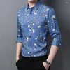 Męskie koszule 3D Kwiatowa sukienka Men Men Shirt Chinese Style Druk długoterminowy Jesienna Jakość Soft Wygodne Kamisas de Hombre