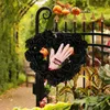 装飾的な花ハロウィーンリースハートシェイプベッドパーティーブラック1ホリデーリースフロントドアフェイク