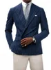 Men's Suits Suit 2 Pieces Blazer White Pants One Button Peaked Lapel Pinstripes Formal Business Wedding Groom Costume Homme