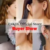 Charm Zakol Fashion Leaf Zircon Zircon Stud أقراط للنساء Shinny Sliver Color Crystal Flower Flower Mift Brinco EP2233 230823