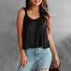 Tanks Femmes Sexy Glittering Sequin Top Femmes V Cou Sling Gilet Party Clubwear Camisole Débardeurs Solide Mode Plage Tuniques Sans Manches