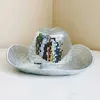 Disco Ball Cowboy Hat Handmade Custom Mirrored Glass Cowboy Hat Suitable for Party Gathering Show Rave Fashion Hat Birthday Deco HKD230823