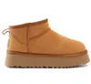 Women Australia Disquette Classic Cowhide tofflor glider full päls vinter fårskinn snö varma stövlar snö boot modeplattform toffel sandaler uggity