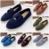 Dot Sole Mocassins Designers LP Cashmere Robe Chaussure Hommes Femmes Luxe Confortable Confort Daim Chaussures Casual Top-Qualité Plat Travail Bureau Bowtie Mocassins